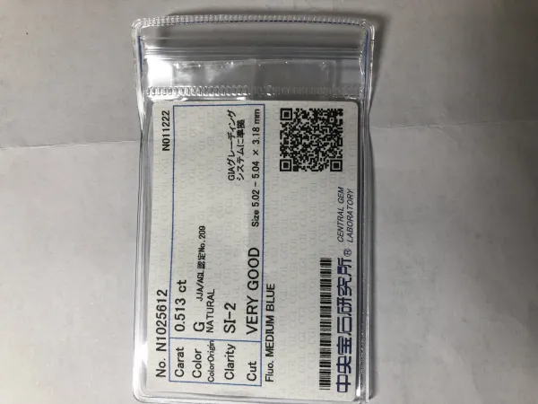 ダイヤモンドルース MEDIUM BLUE 0.513ct G SI-2 Very Good