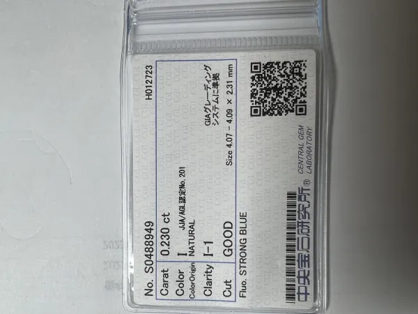 ダイヤモンドルース 0.23ct I I-1 Good