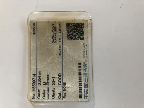 ダイヤモンドルース 0.654ct M SI-1 Good