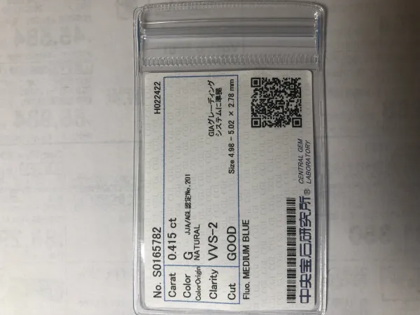 ダイヤモンドルース MEDIUM BLUE 0.415ct G VVS-2 Good