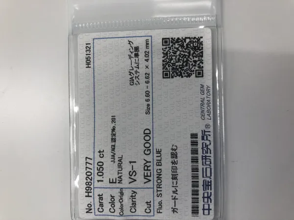 ダイヤモンドルース 1.05ct E VS-1 Very Good