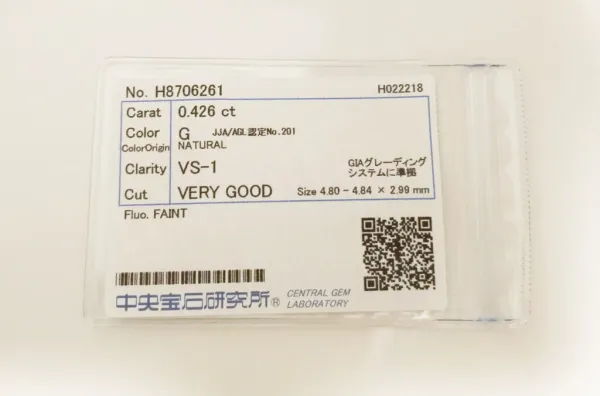 ダイヤモンドルース 0.426ct G VS-1 Very Good