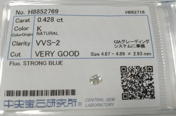 ダイヤモンドルース 0.428ct K VVS-2 Very Good