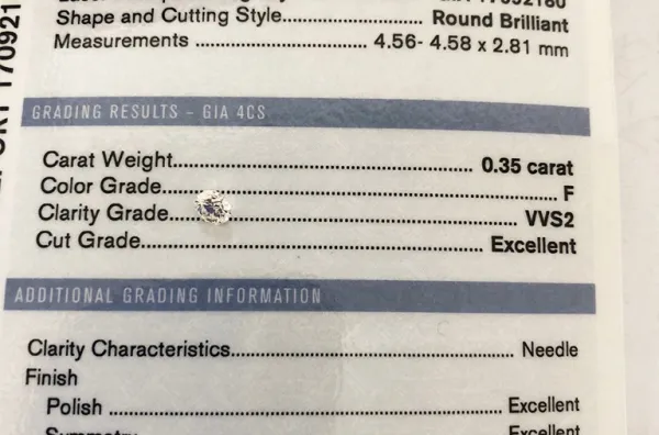 ダイヤモンドルース 0.35ct F VVS-2 Excellent