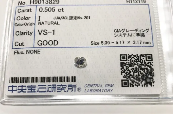 ダイヤモンドルース 0.505ct I VS-1 Good