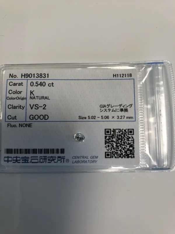 ダイヤモンドルース 0.54ct K VS-2 Good