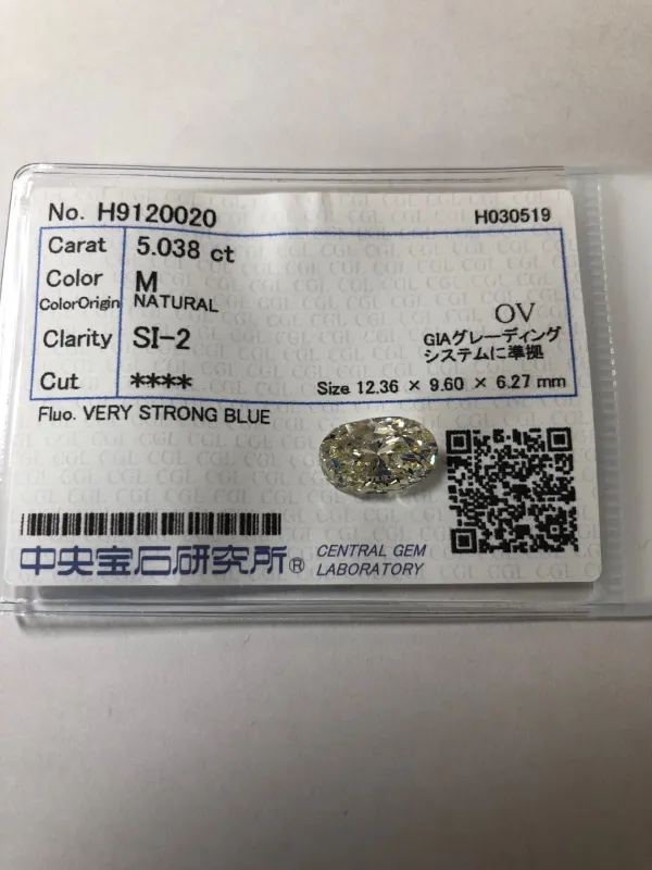 ダイヤモンドルース 5.038ct M SI-2