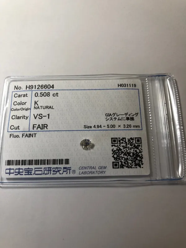 ダイヤモンドルース 0.576ct G VVS-2 Fair