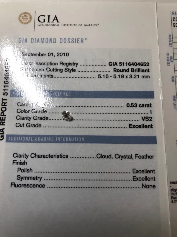 ダイヤモンドルース 0.53ct I VS-2 Excellent