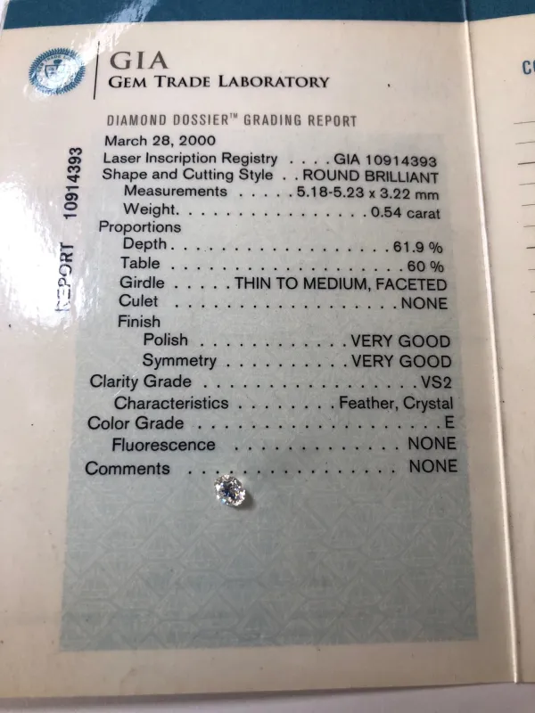 ダイヤモンドルース 0.54ct E VS-2 Very Good