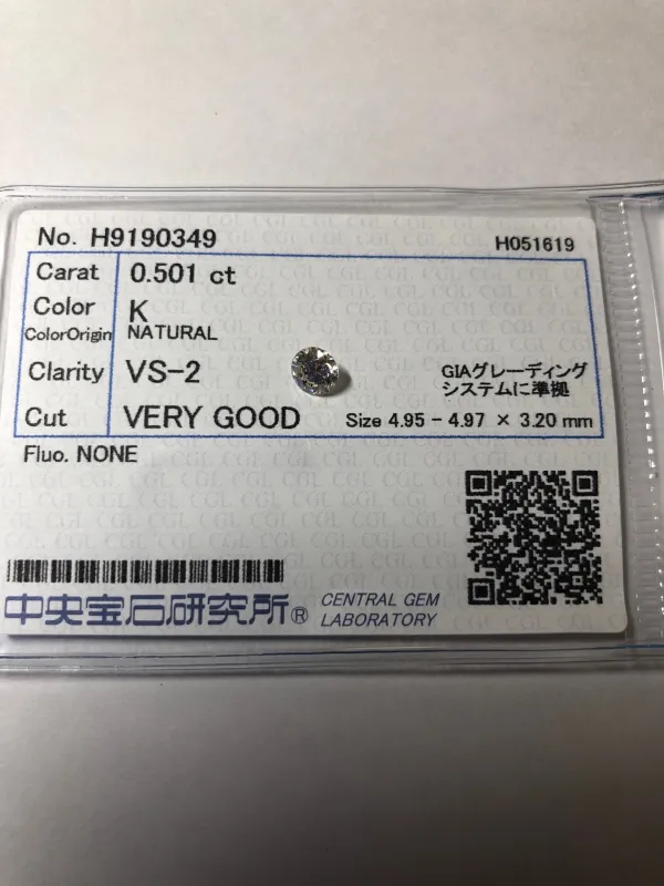 ダイヤモンドルース 0.501ct K VS-2 Very Good