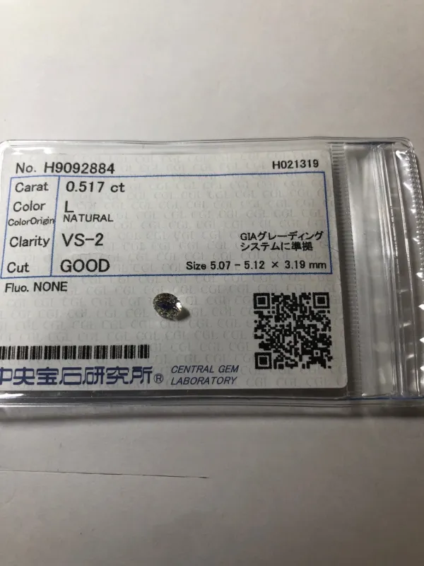 ダイヤモンドルース 0.517ct L VS-2 Good