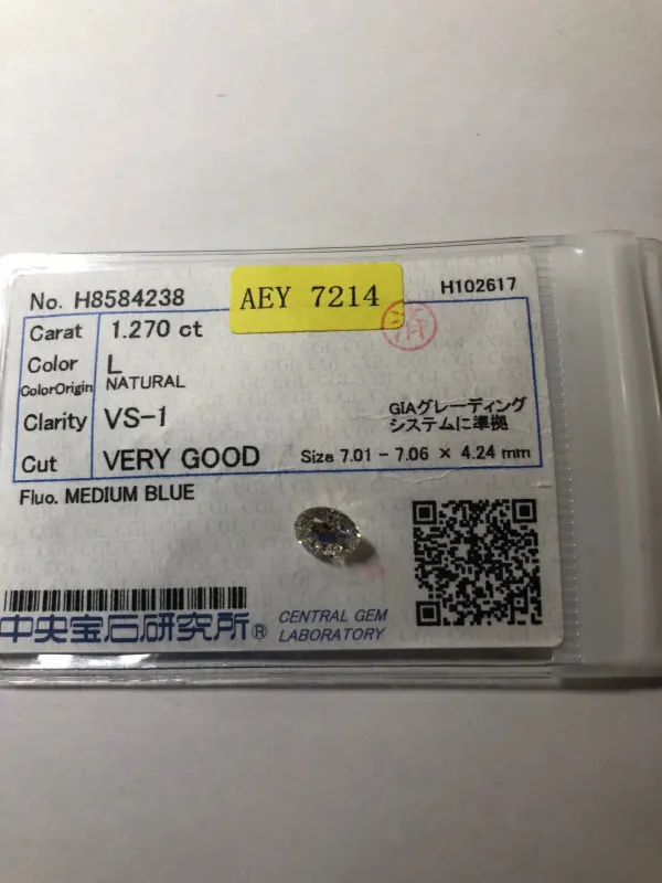 ダイヤモンドルース 1.27ct L VS-1 Very Good