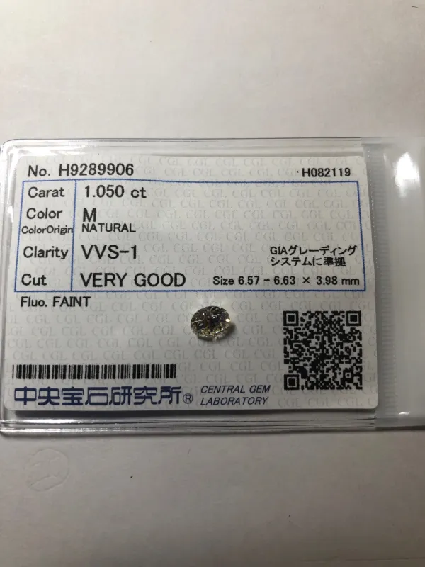 ダイヤモンドルース 1.05ct M VVS-1 Very Good