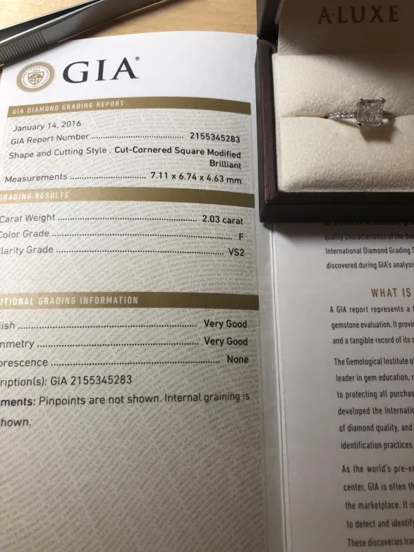 ダイヤモンドルース 2.03ct F VS-2 Very Good