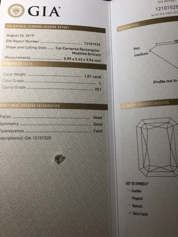 ダイヤモンドルース 1.01ct L VS-1 Good