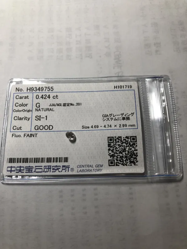 ダイヤモンドルース 0.424ct G SI-1 Good