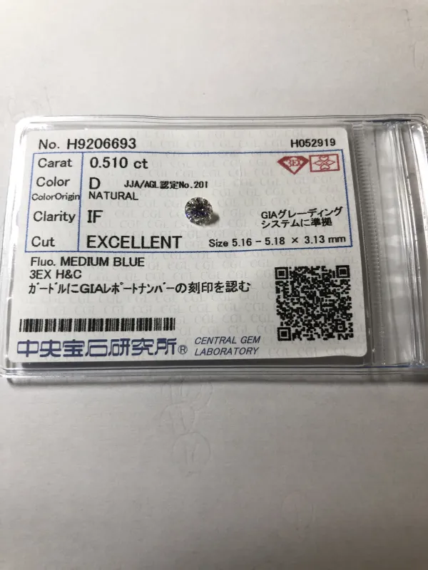 ダイヤモンドルース 0.51ct D 3EX