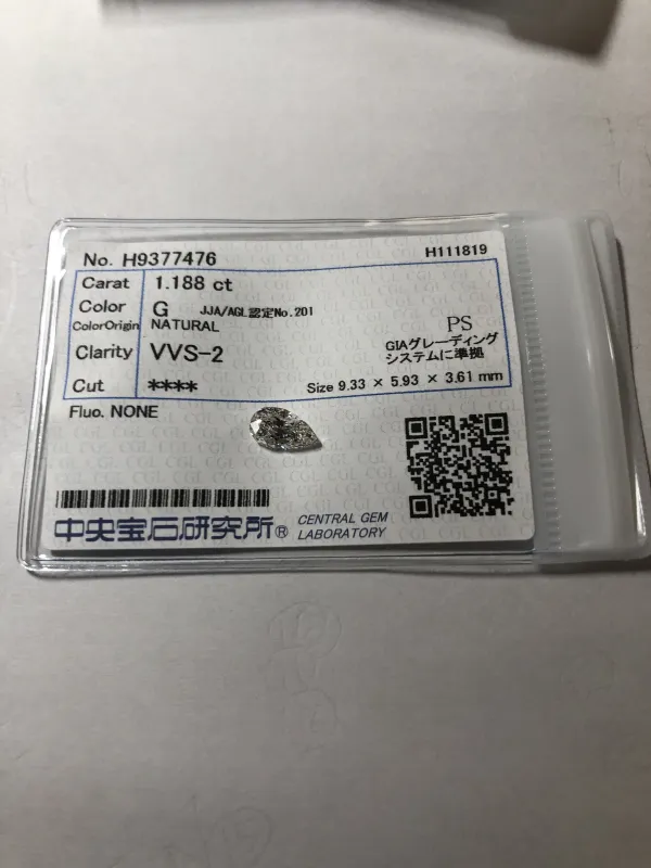 ダイヤモンドルース 1.188ct G VVS-2