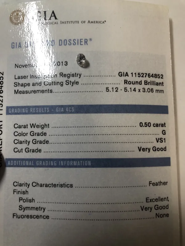 ダイヤモンドルース 0.5ct G VS-1 Very Good