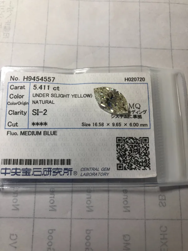 ダイヤモンドルース 5.411ct UNDER S SI-2