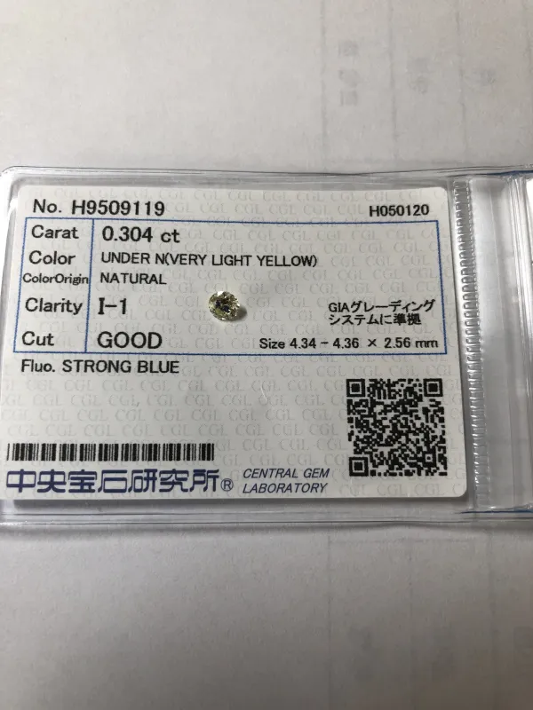 ダイヤモンドルース 0.304ct UNDER N I-1 Good