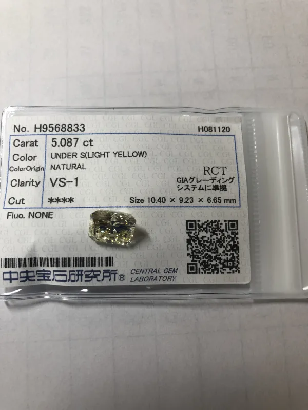 ダイヤモンドルース 5.087ct UNDER S VS-1