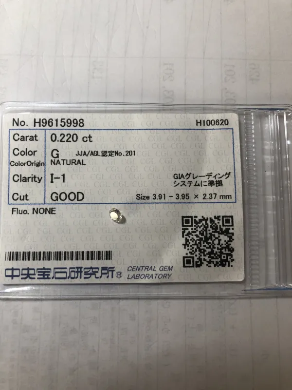 ダイヤモンドルース 0.22ct G I-1 Good