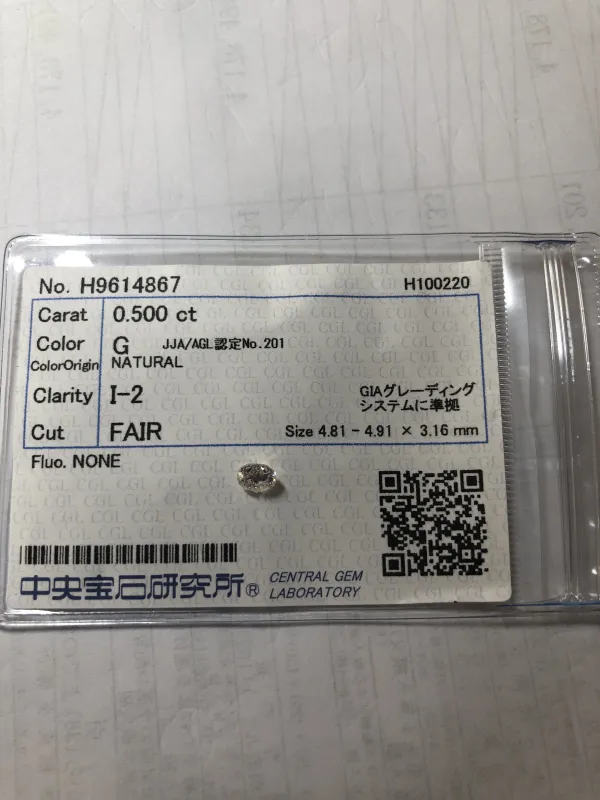ダイヤモンドルース 0.5ct G I-2 Fair