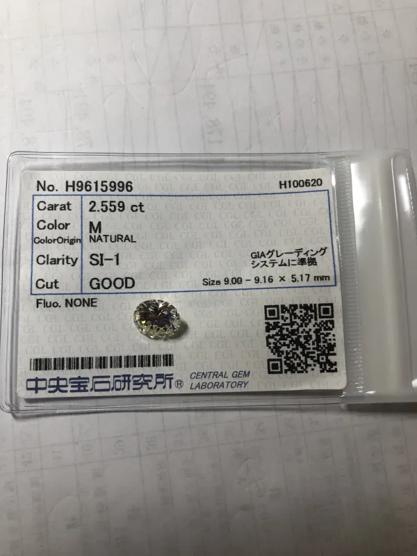 ダイヤモンドルース 2.559ct M SI-1 Good