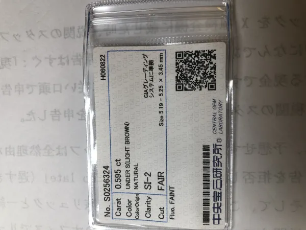 ダイヤモンドルース 0.595ct UNDER S SI-2 Fair