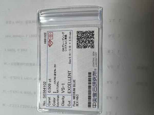 ダイヤモンドルース 0.509ct I VS-1 3EX