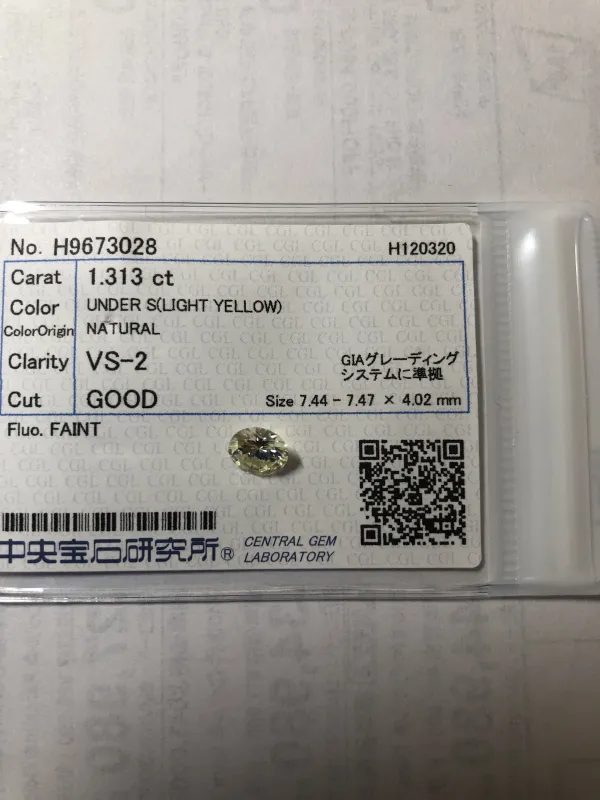 ダイヤモンドルース 1.313ct UNDER S VS-2 Good