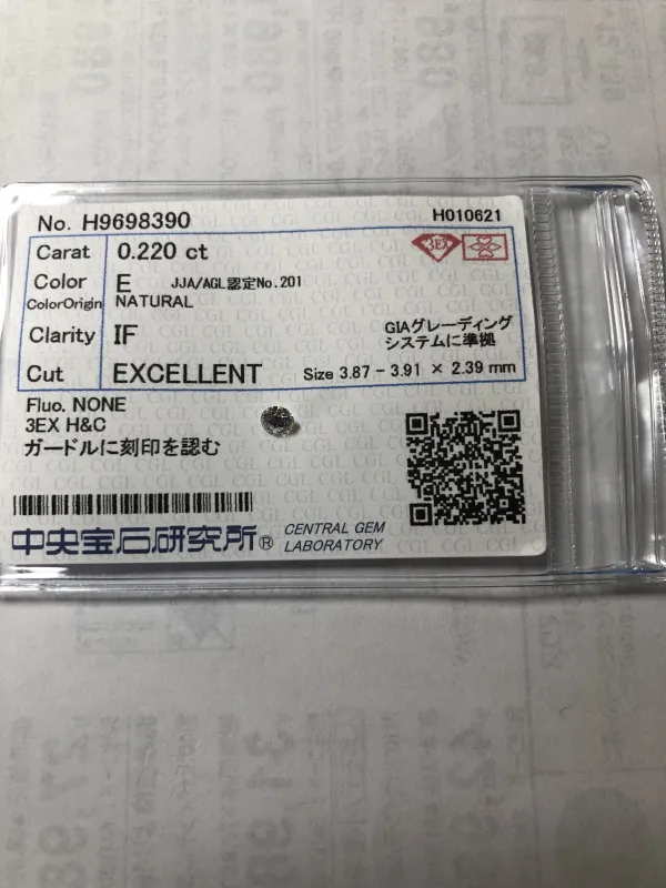 ダイヤモンドルース 0.22ct E 3EX