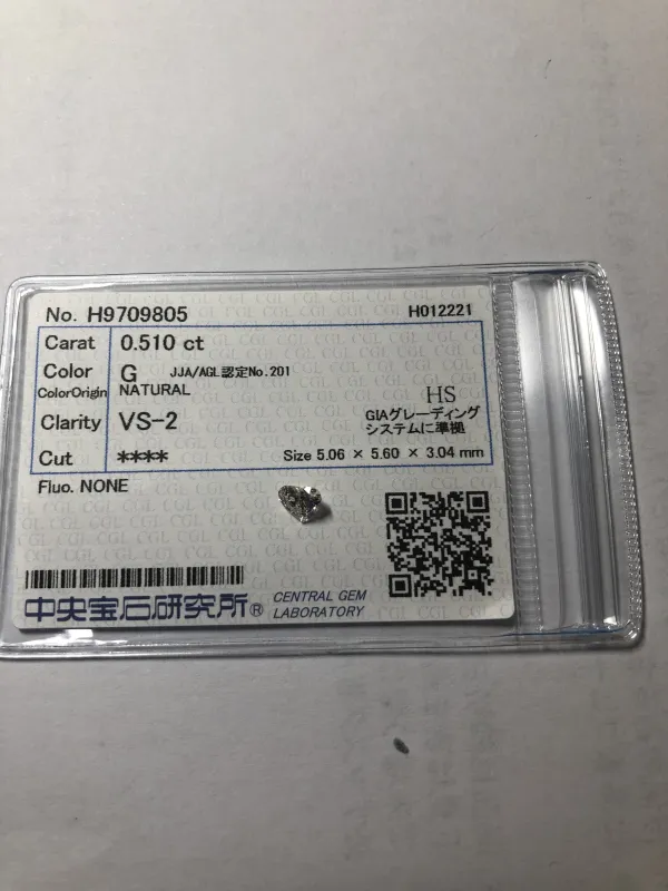 ダイヤモンドルース 0.51ct G VS-2