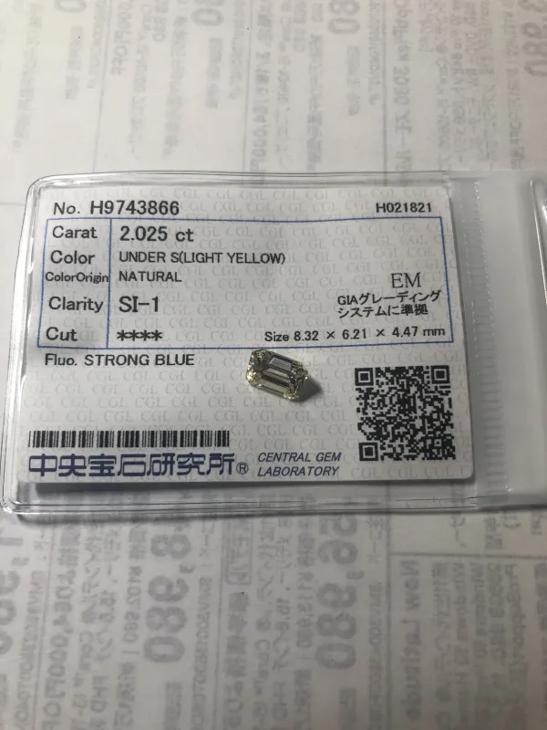 ダイヤモンドルース 2.025ct UNDER S SI-1