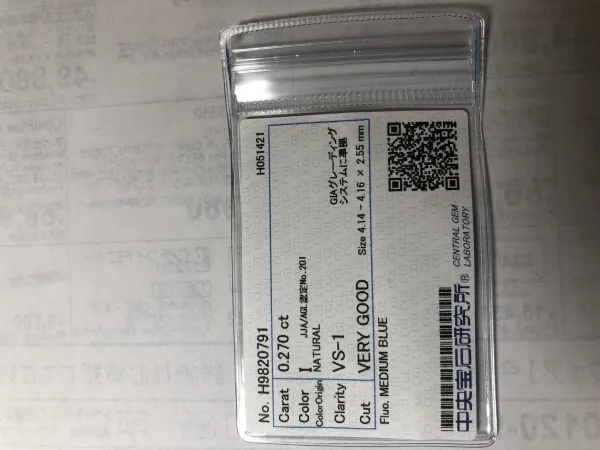 ダイヤモンドルース 0.27ct I VS-1 Very Good