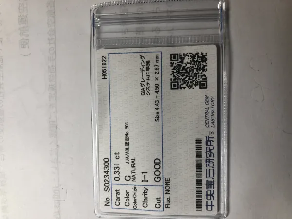 ダイヤモンドルース 0.331ct G I-1 Good