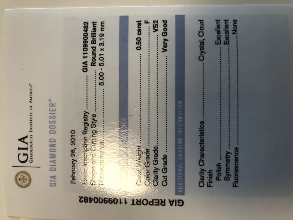 ダイヤモンドルース 0.5ct F VS-2 Very Good