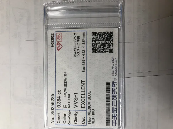 ダイヤモンドルース 0.384ct E VVS-1 3EX