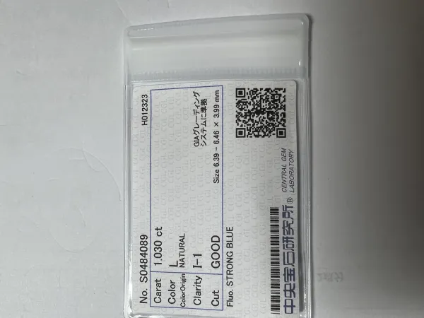 ダイヤモンドルース 1.03ct L I-1 Good