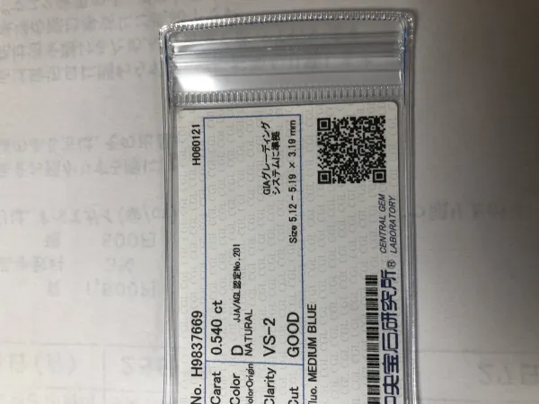 ダイヤモンドルース 0.54ct D VS-2 Good