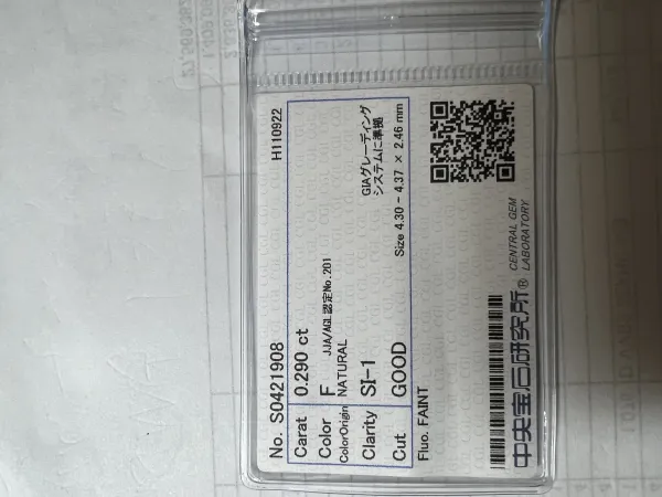 ダイヤモンドルース 0.29ct F SI-1 Good