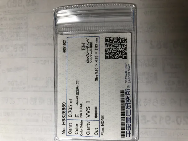 ダイヤモンドルース 0.705ct E VVS-1
