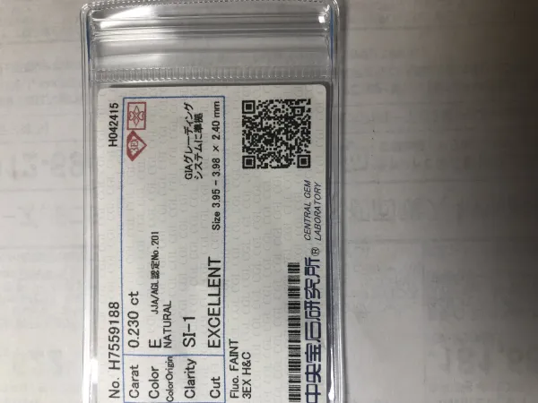 ダイヤモンドルース 0.23ct E SI-1 3EX