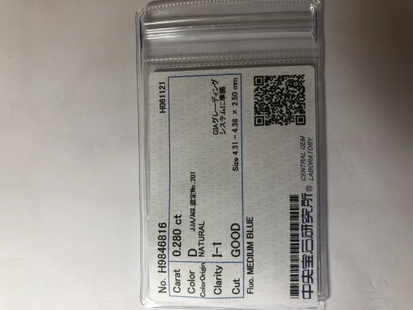 ダイヤモンドルース 0.28ct D I-1 Good