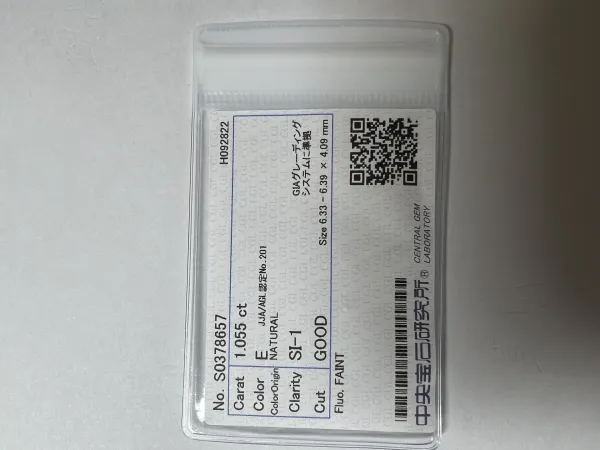 ダイヤモンドルース 1.055ct E SI-1 Good