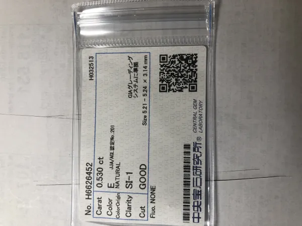 ダイヤモンドルース 0.53ct E SI-1 Good