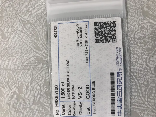 ダイヤモンドルース 1.5ct UNDER S VS-2 Good