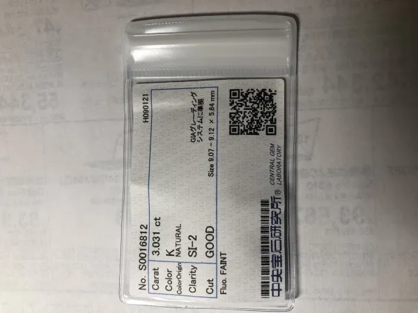 ダイヤモンドルース 3.031ct K SI-2 Good